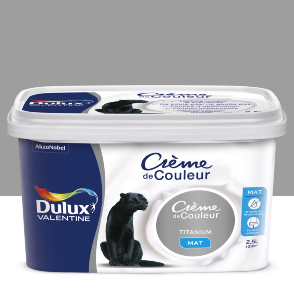 Peinture acrylique Crème de couleur mat titanium 2,5L DULUX VALENTINE