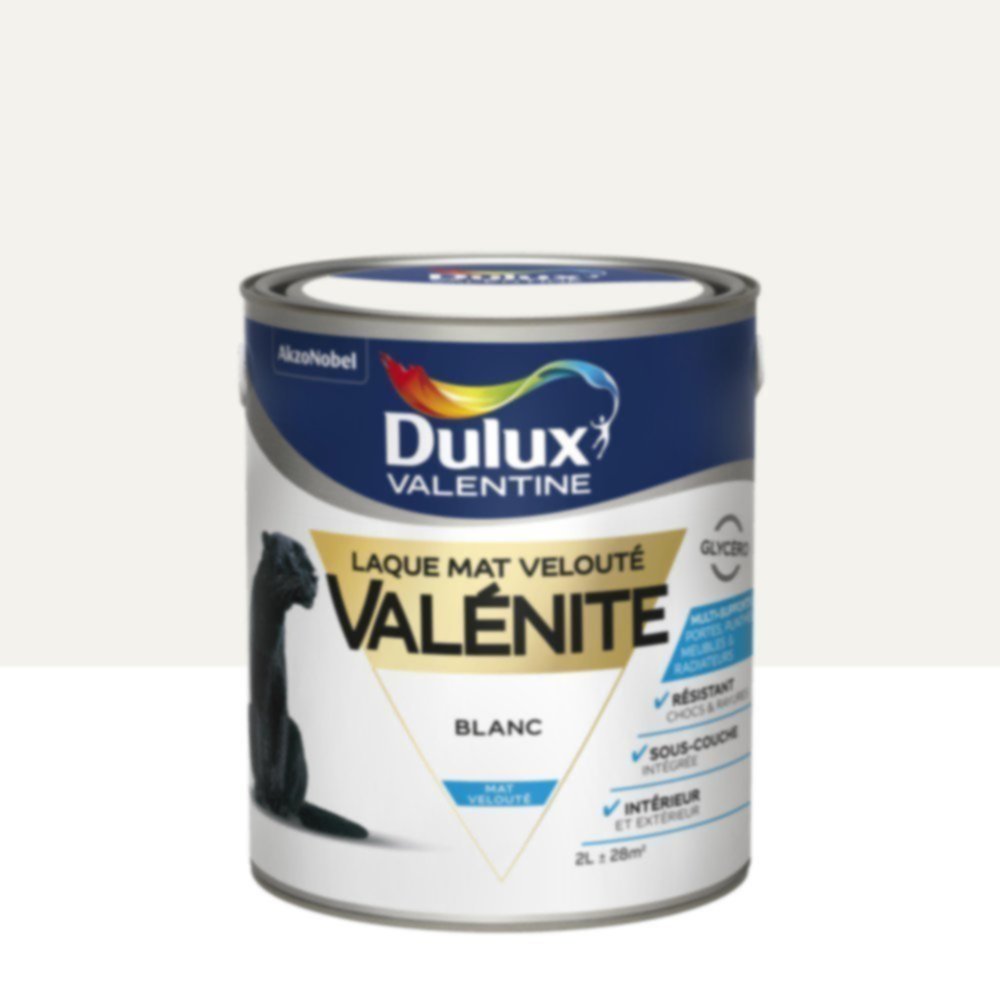 Peinture Laque Boiseries et Ferronnerie Valénite Blanc Mat 2L - DULUX VALENTINE