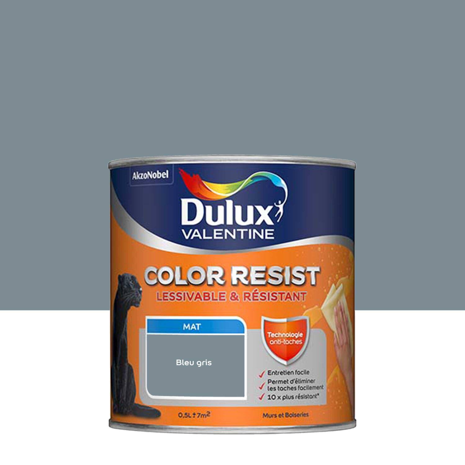 Peinture Murs Plafonds Boiseries Color Resist Bleu Gris Mat 0,5L - DULUX VALENTINE