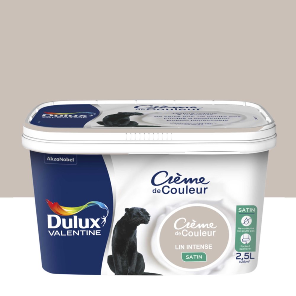 Peinture intérieure Crème de couleur satin Lin Intense 2,5L - DULUX VALENTINE