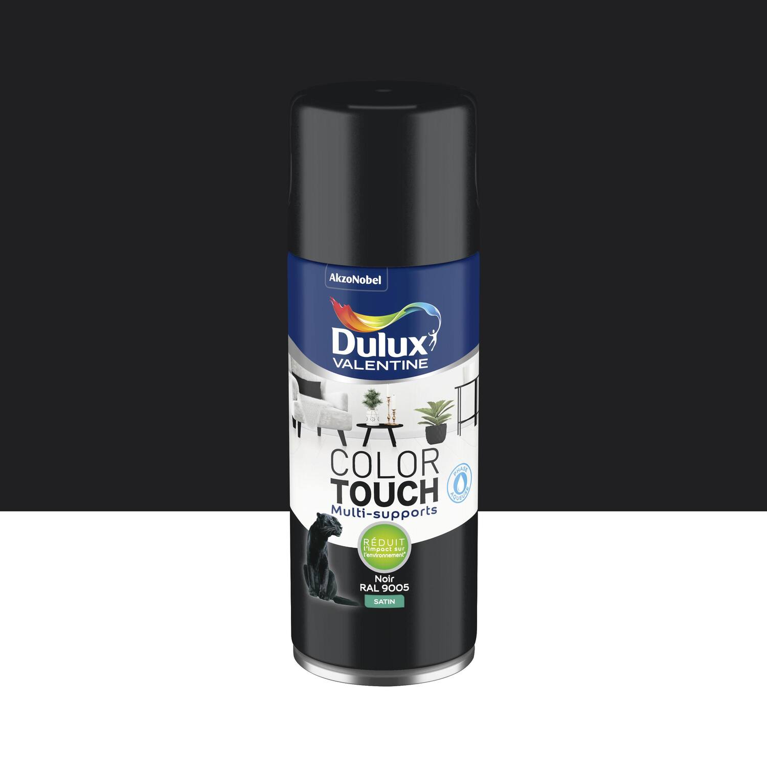 Peinture aérosol Multi-supports Int/Ext Color Touch Noir Satin 400ml - DULUX VALENTINE