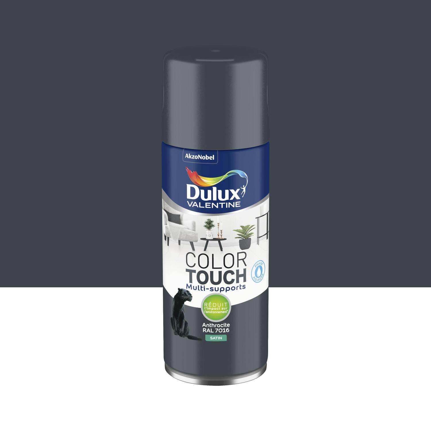 Peinture aérosol Multi-supports Int/Ext Color Touch Anthracite Satin 400ml - DULUX VALENTINE