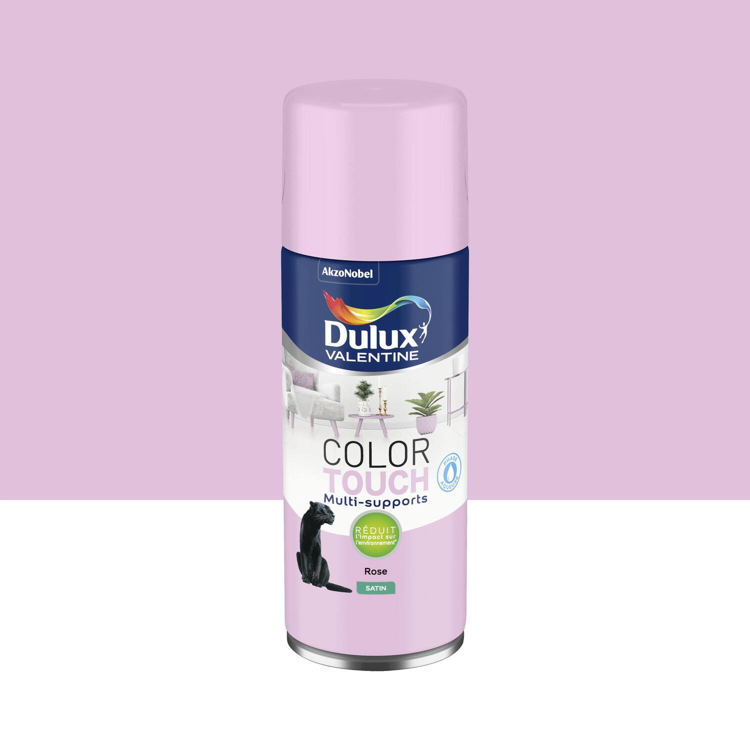 Peinture aérosol Multi-supports Int/Ext Color Touch Rose Satin 400ml - DULUX VALENTINE