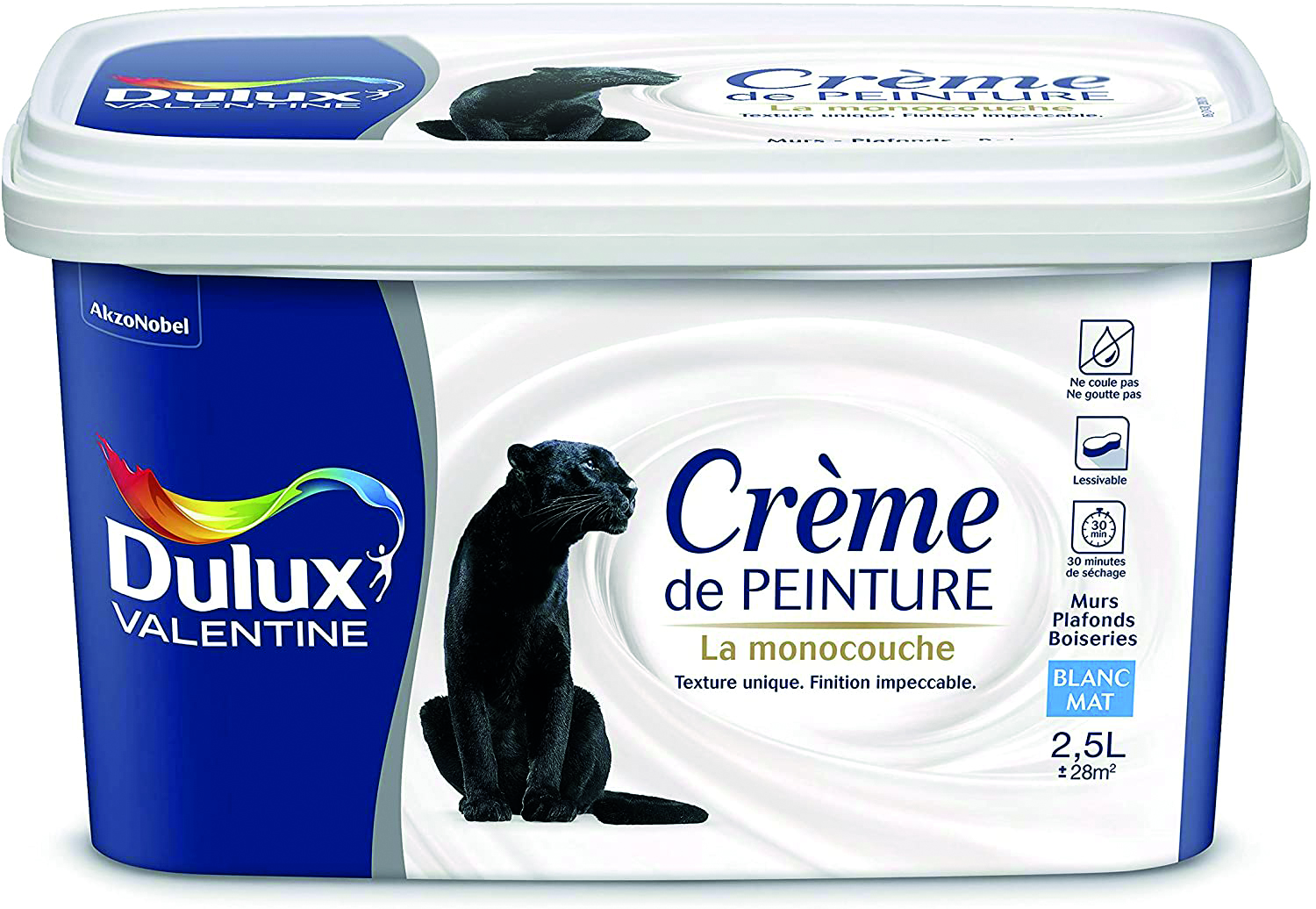 Peinture Crème de couleur mat blanc 2,5L - DULUX VALENTINE