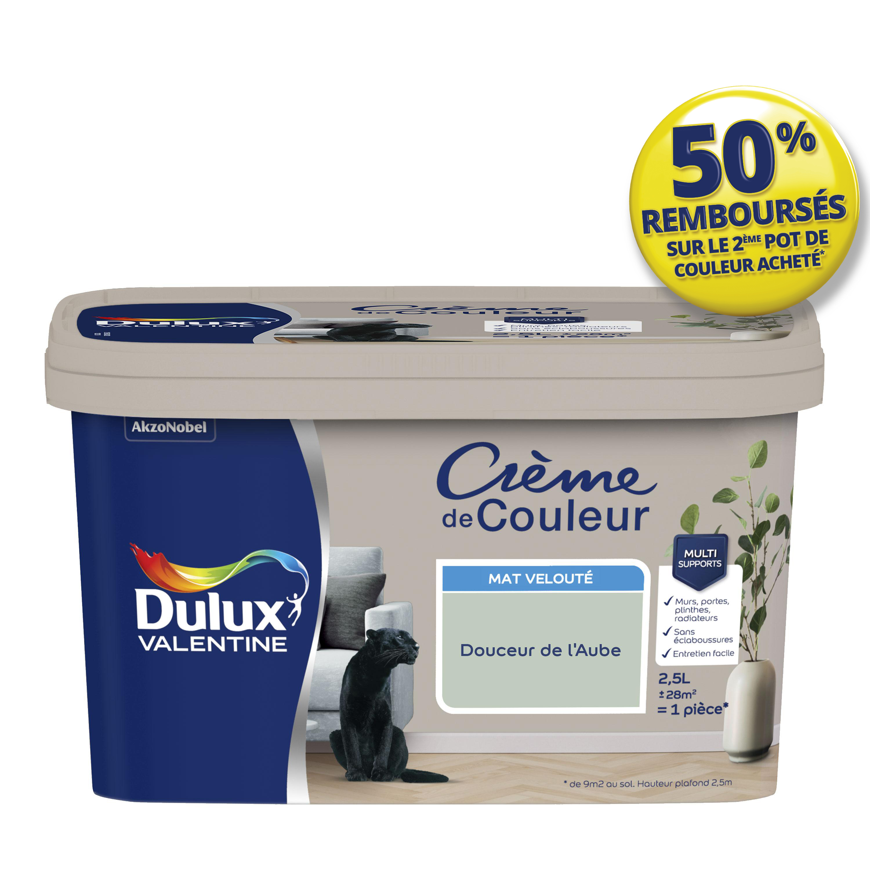 Peinture Crème de couleur mat douceur de l'aube 2,5L - DULUX VALENTINE