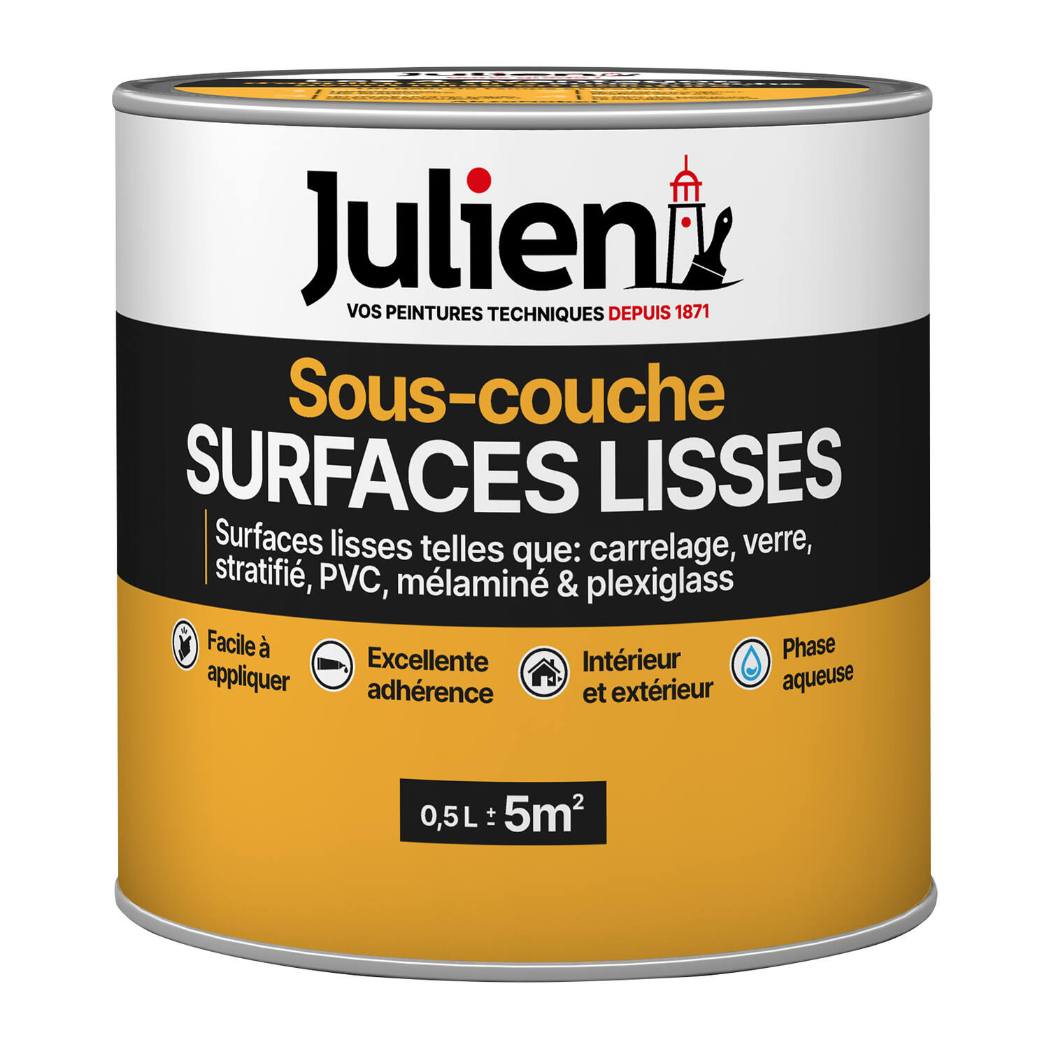 Sous-couche Peinture Surfaces Lisses Blanc Mat 0,5L - JULIEN