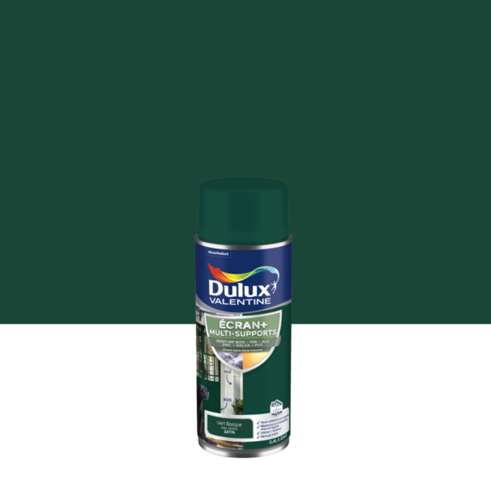 Peinture aérosol Ecran+ satin Vert Basque 400ml - DULUX VALENTINE