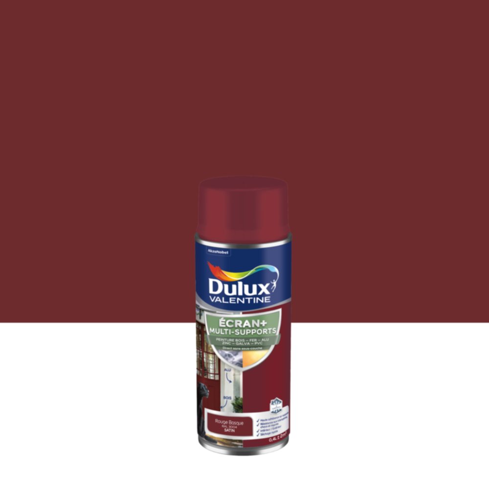 Peinture Aérosol Ecran+ Multisupports Satin Rouge Basque 400ml - DULUX VALENTINE