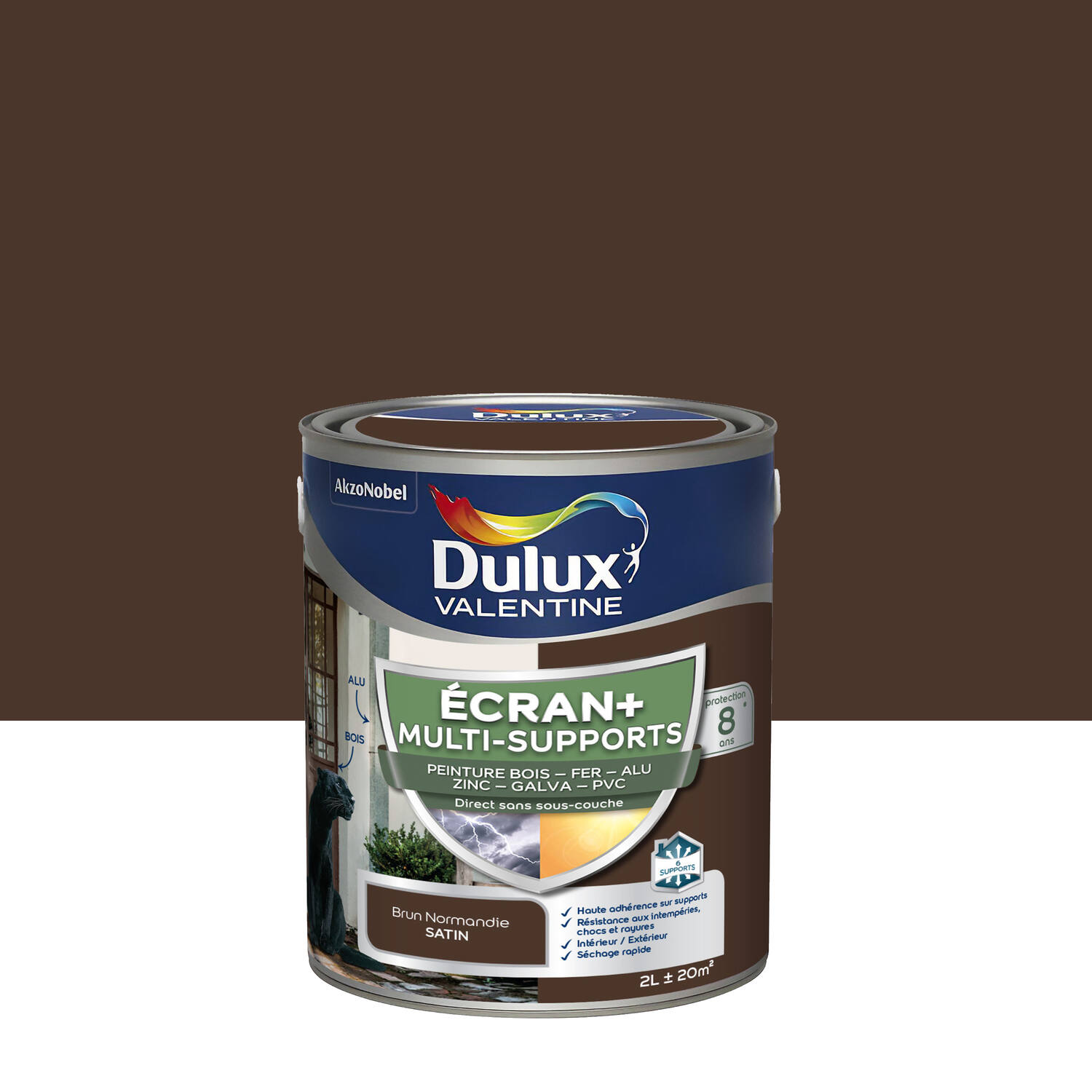 Peinture Ecran+ Multi-supports Satin Brun Normandie 2L - DULUX VALENTINE