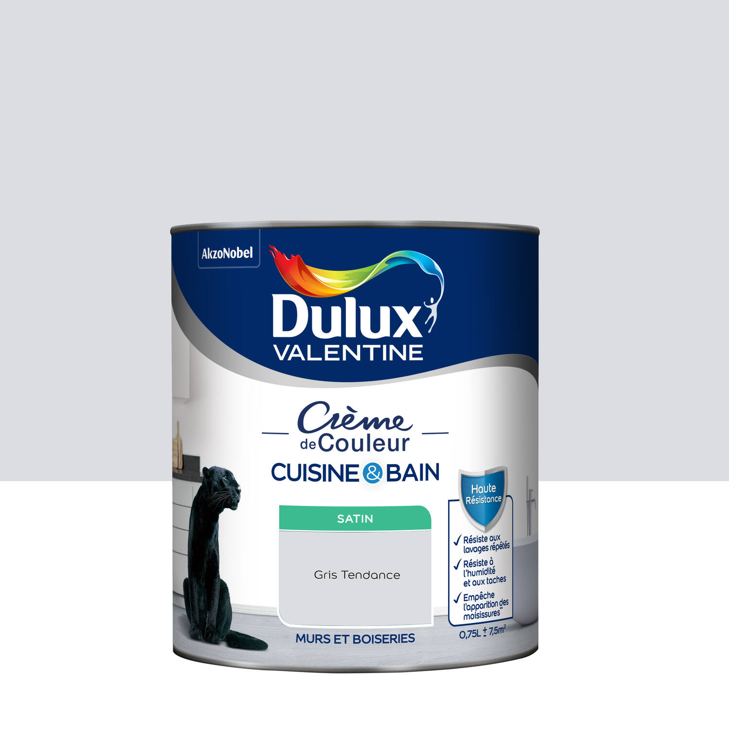 Peinture Crème de Couleur Cuisine et Bain Satin Gris Tendance 0,75L - DULUX VALENTINE