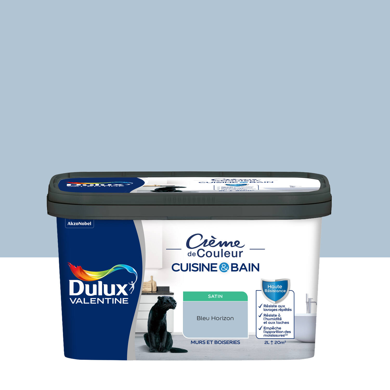 Peinture Crème de Couleur Cuisine et Bain Satin Bleu Horizon 2L - DULUX VALENTINE