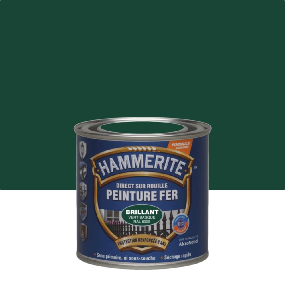 Peinture fer anti-rouille Hammerite brillant vert basque 0,25L - HAMMERITE