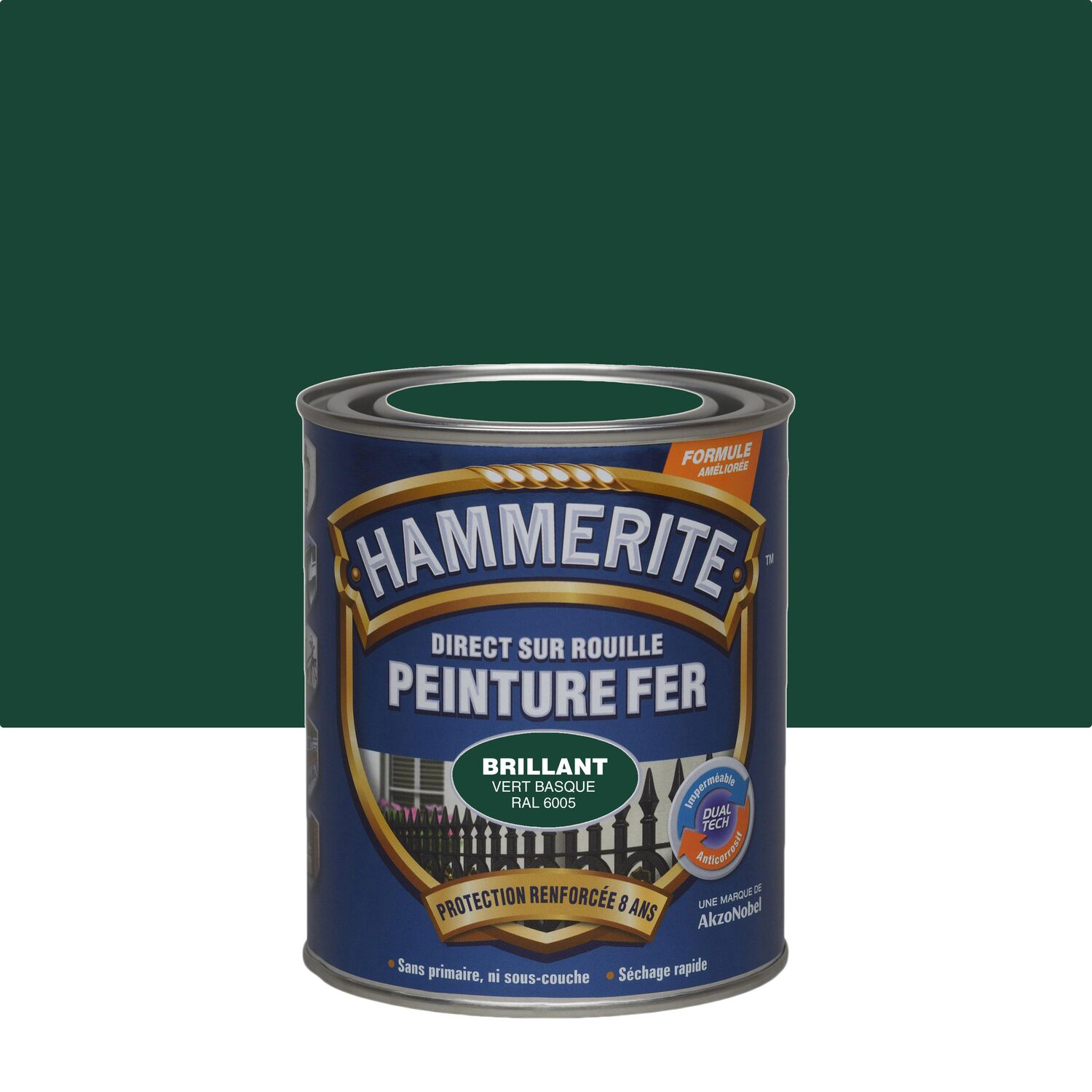 Peinture Fer Direct Sur Rouille Brillant Laqué Vert Basque 0,75L - HAMMERITE