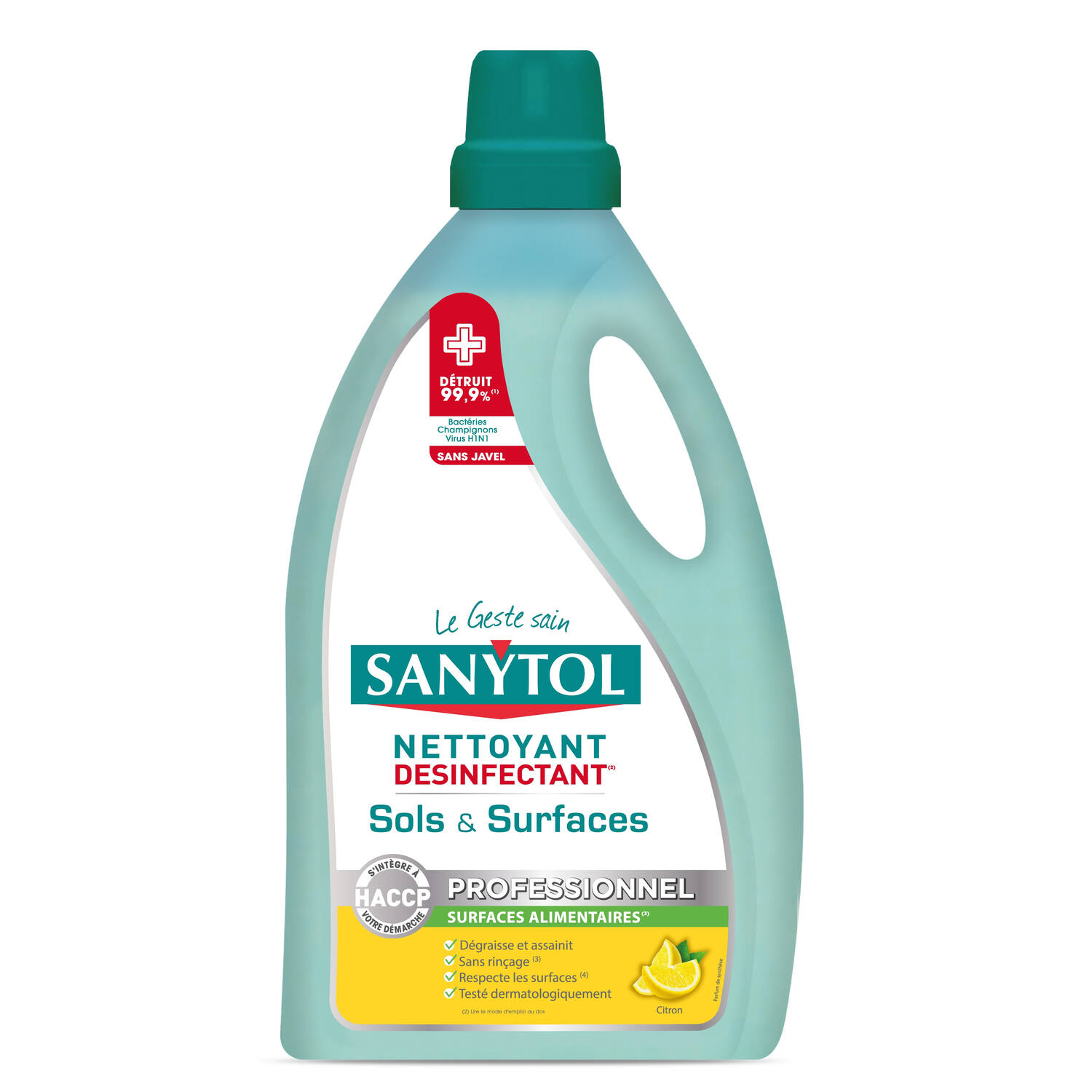 Sanytol pro désinfectant sols surfaces citron 5l