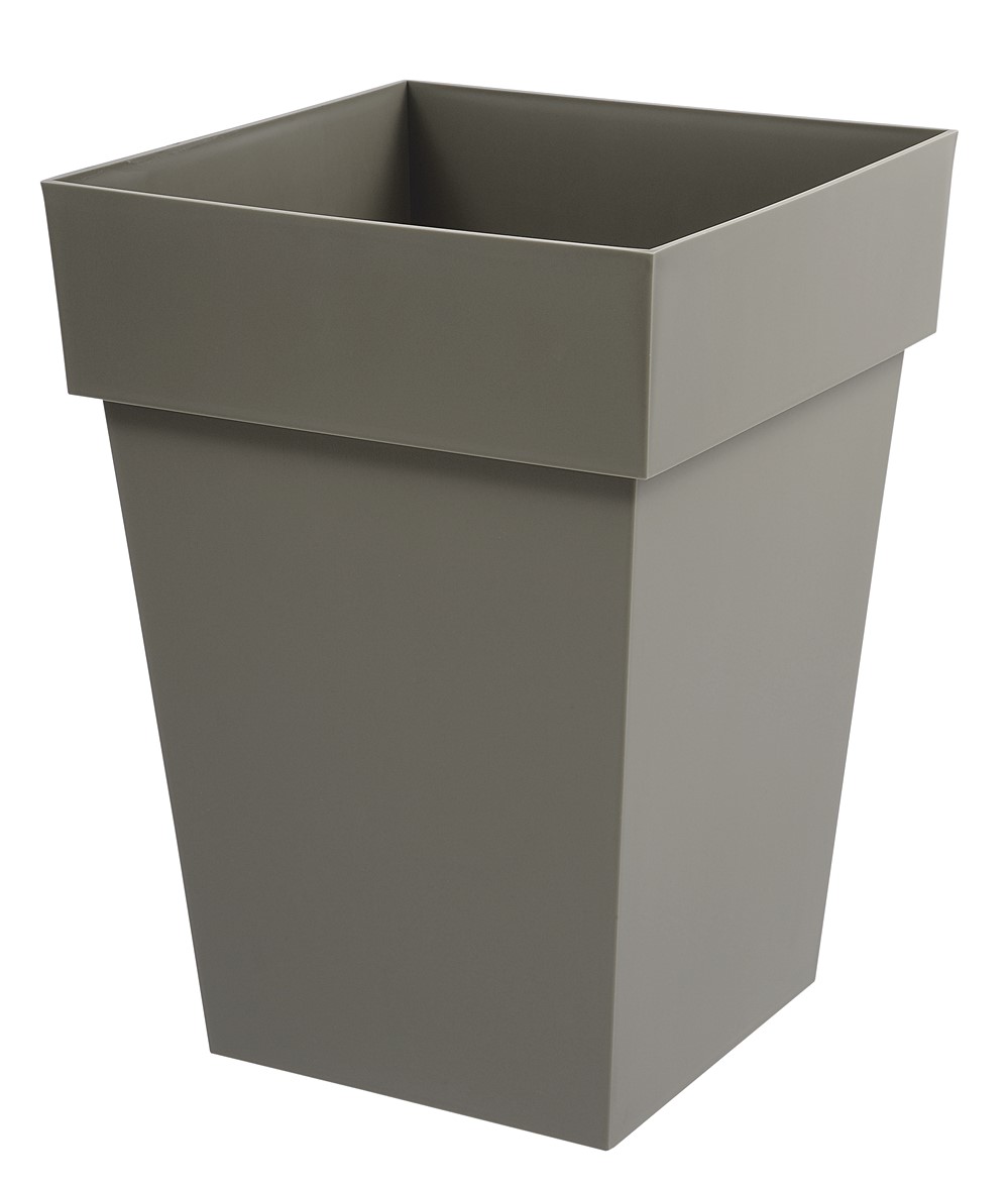 Pot carré mi-haut Toscane 51L 39 x 39 x 53 cm Taupe - EDA