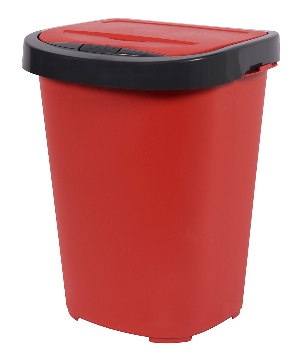 Poubelle City Push EDA Dim. 42,5 X 34,7 X 52,1 Cm Ouverture Facile Avec Le Système Push Coloris Rouge Rubis - Couvercle Rouge Rubis - Cadre Anthracite 40 EDA