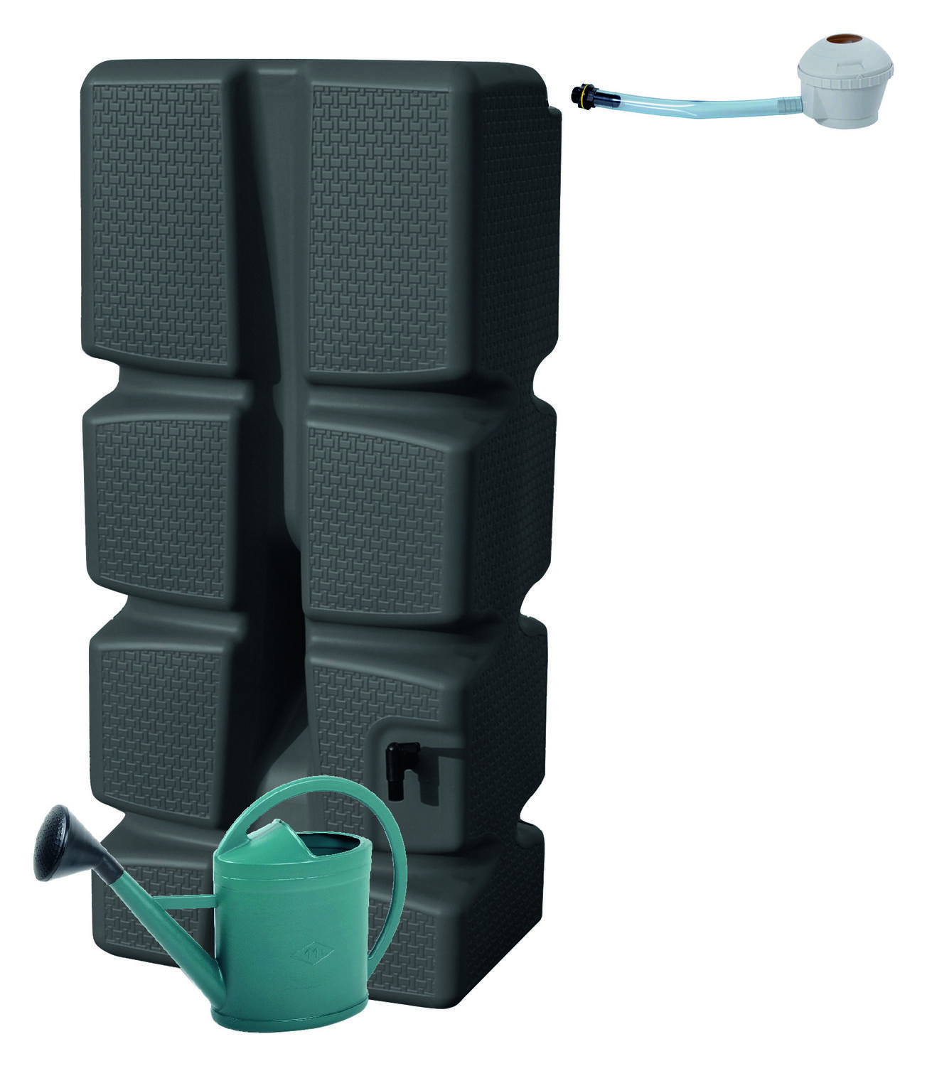 Récupérateur eau de pluie + collecteur 310L noir - EDA