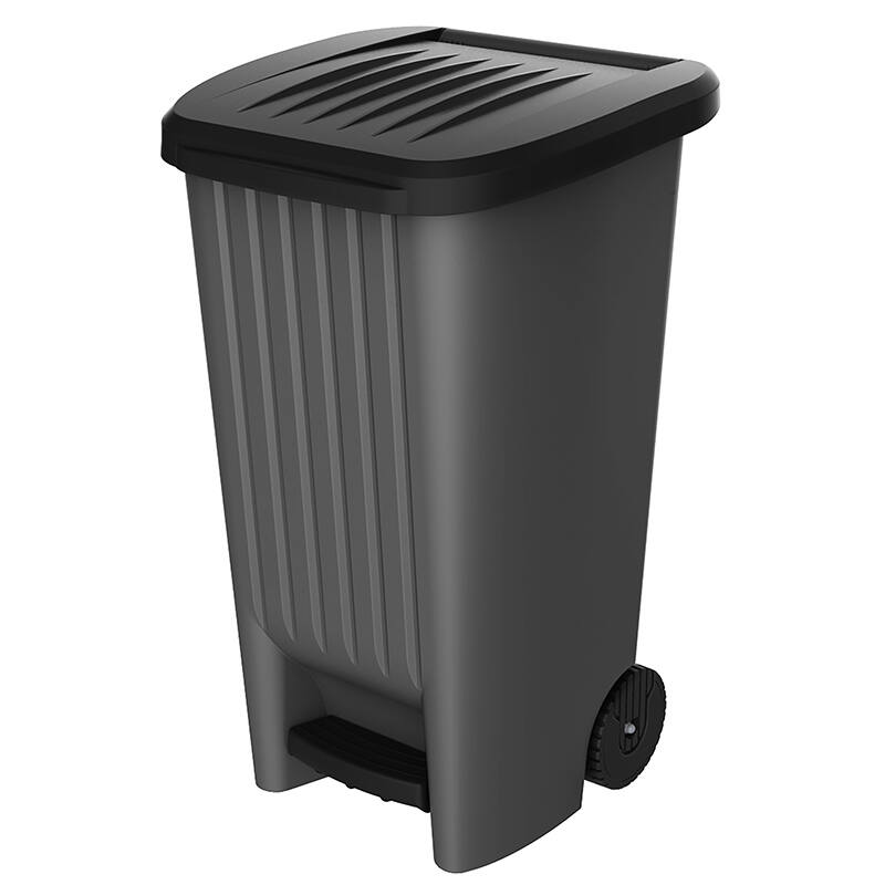 Poubelle d'extérieur à pédale avec couvercle 3 positions 100L