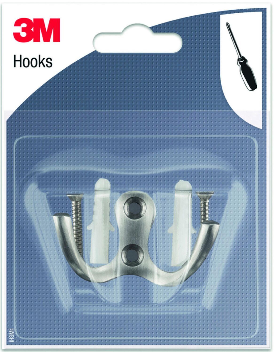 Crochet W 2 têtes en métal à visser - 3M