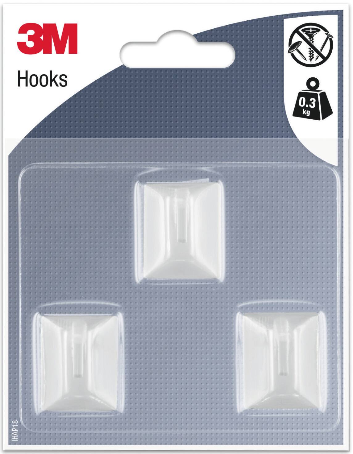 Crochet adhésif rectangle blanc petit modèle - 3M