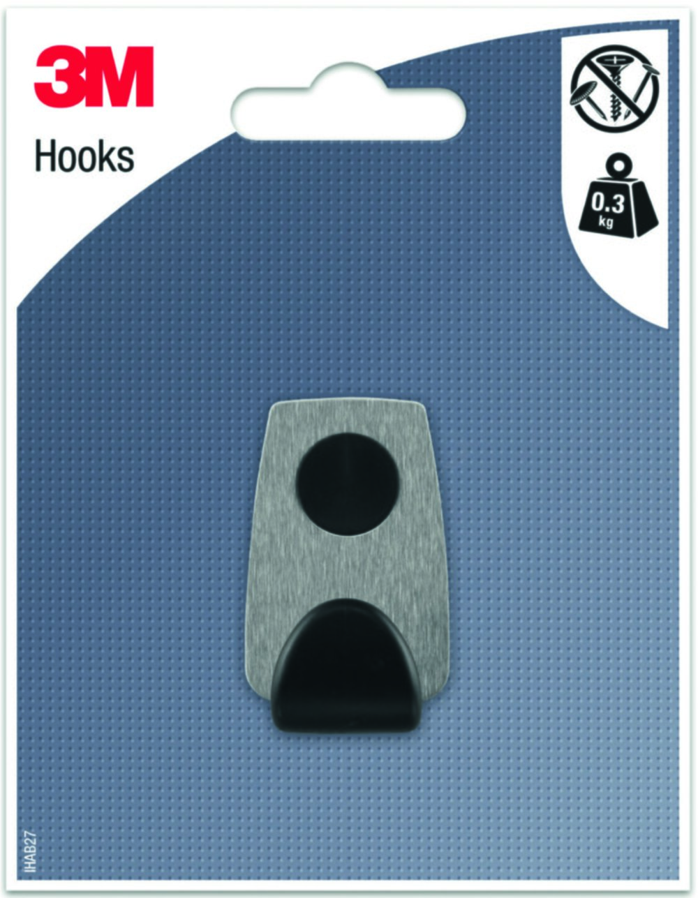 Crochet adhésif rond bi-matière argent/noir - 3M