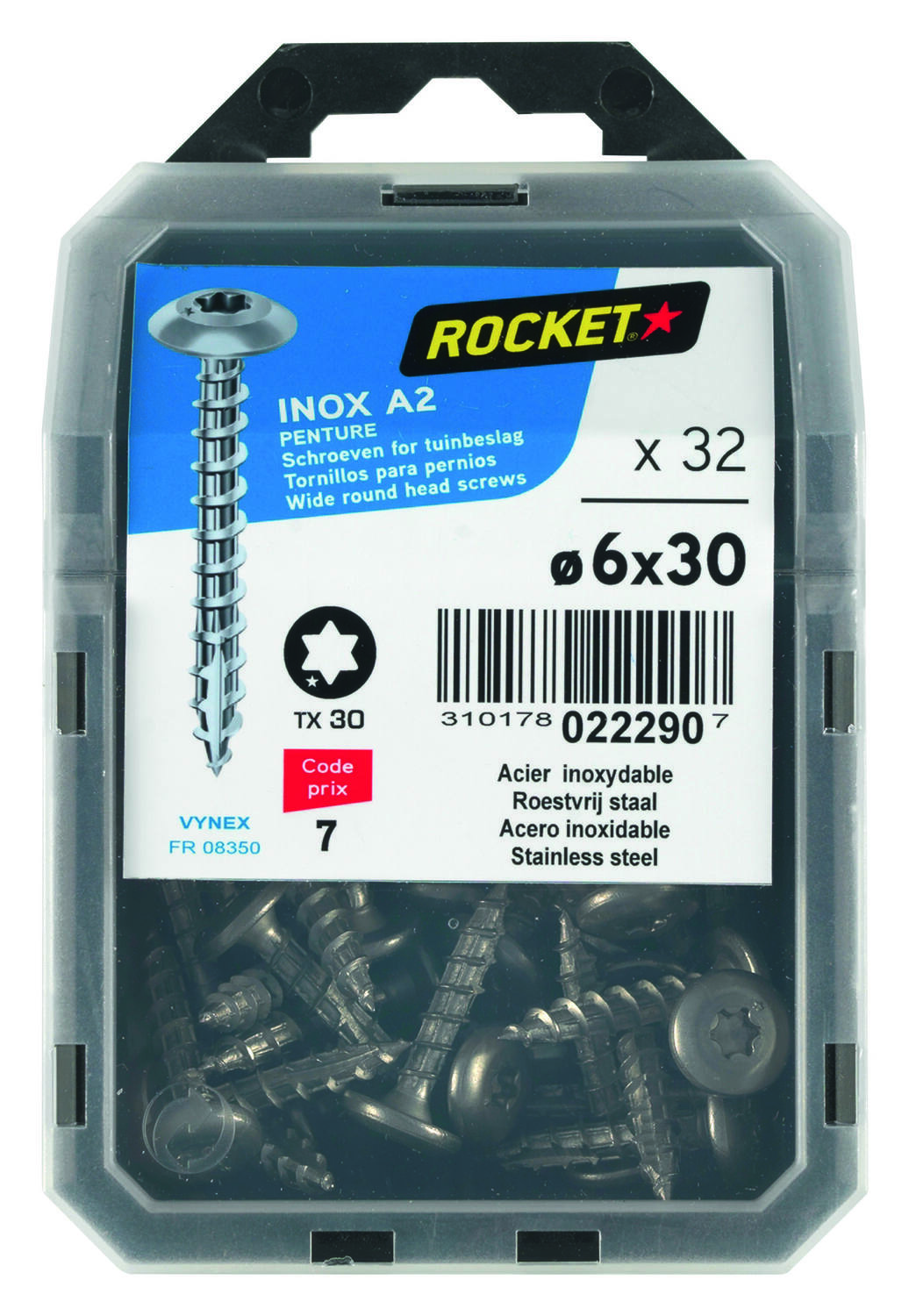 32 vis de penture Inox A2 6x30 - ROCKET