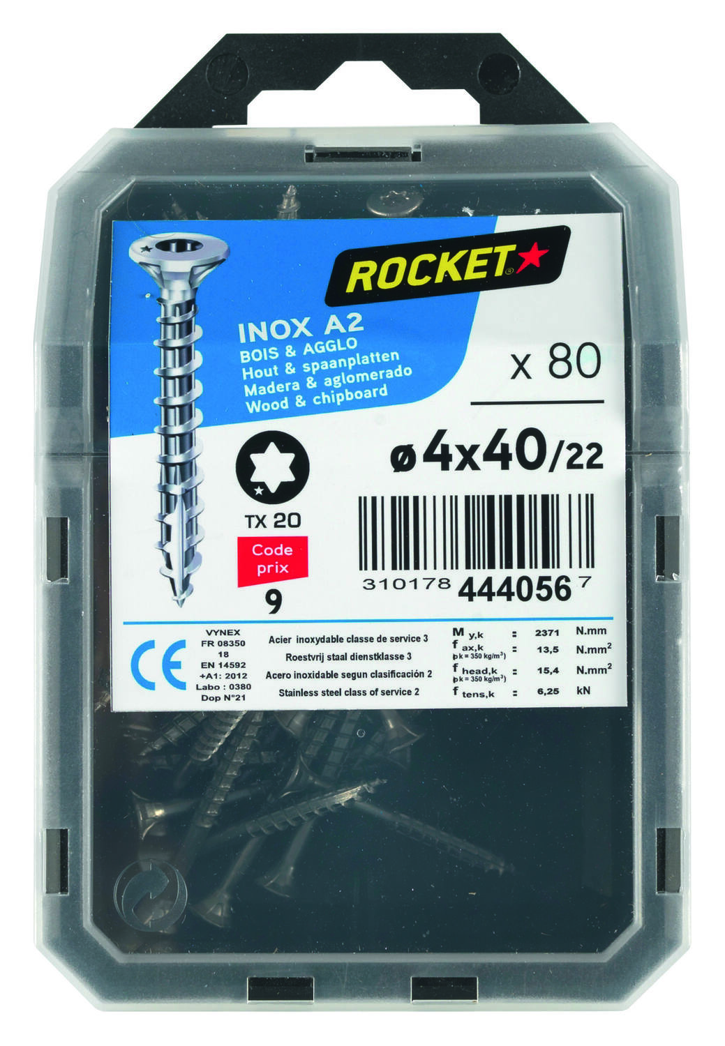 80 vis tête fraisée étoile inox A2 4X40 - ROCKET