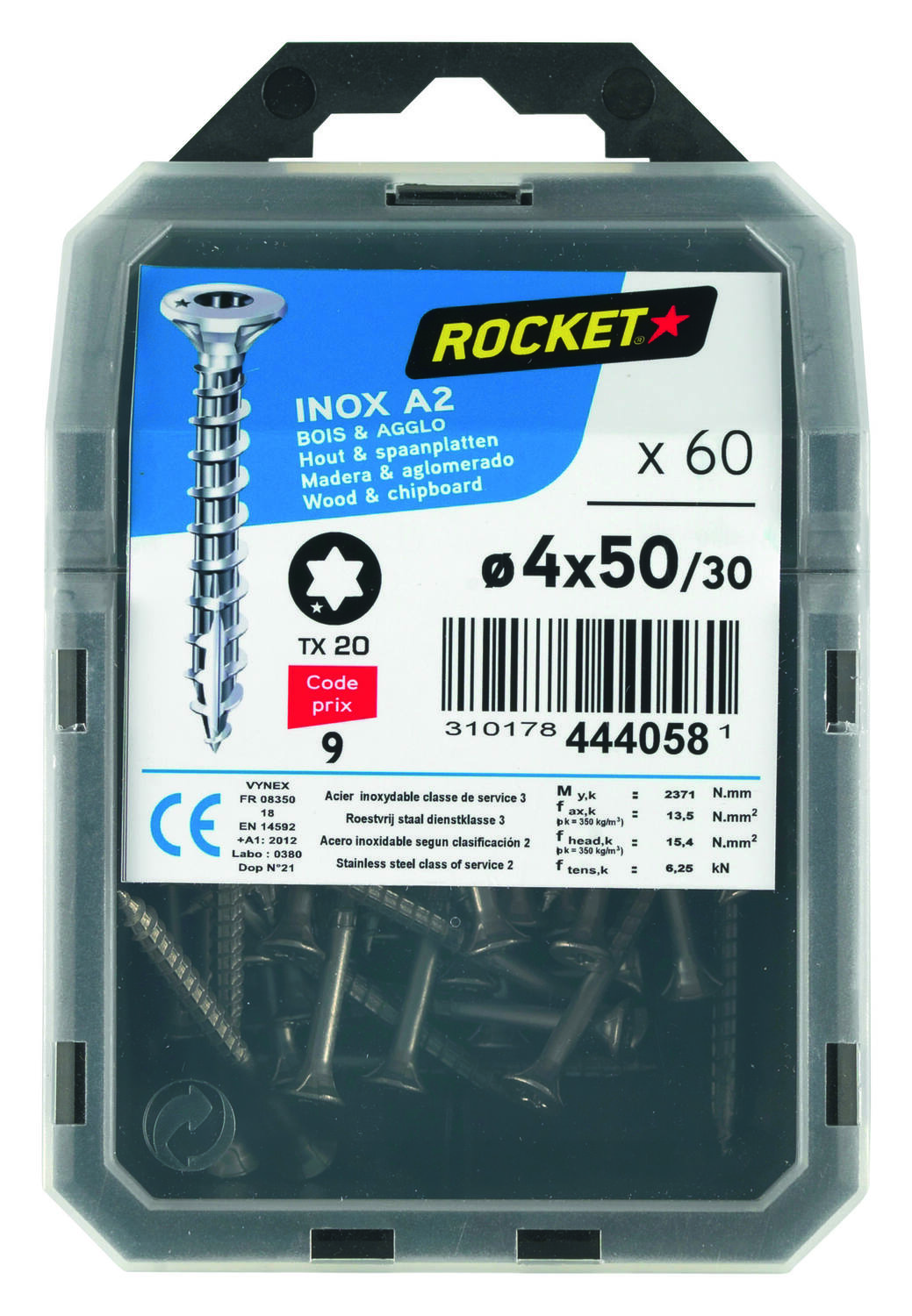 60 vis tête fraisée étoile inox A2 4X50 - ROCKET