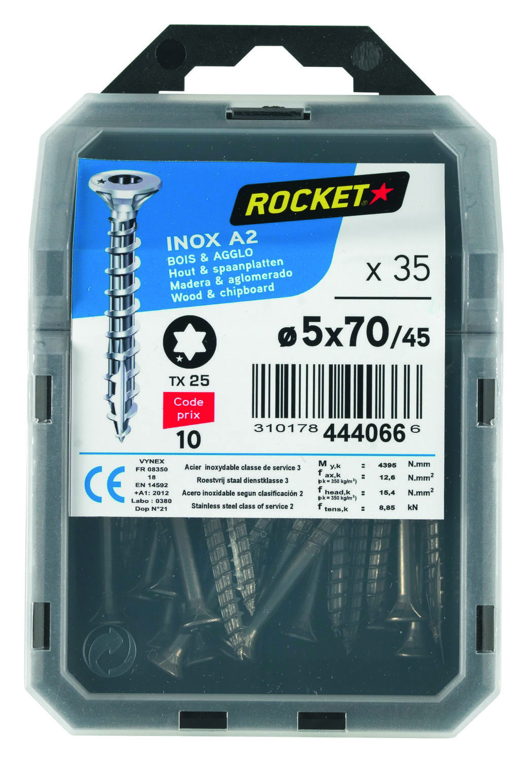 35 vis tête fraisée étoile inox A2 5X70 - ROCKET