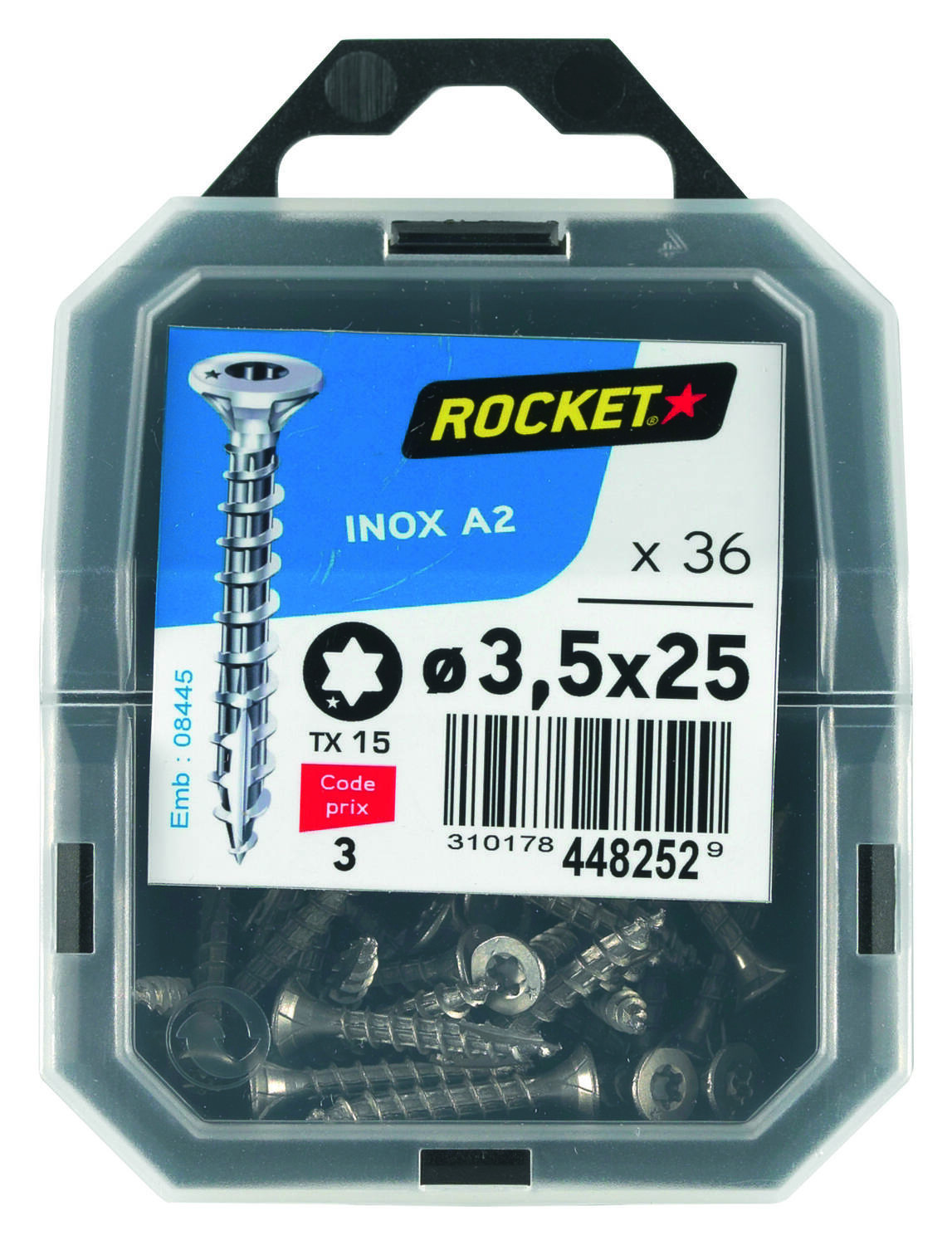 36 vis tête fraisée étoile inox A2 3,5X25 - ROCKET