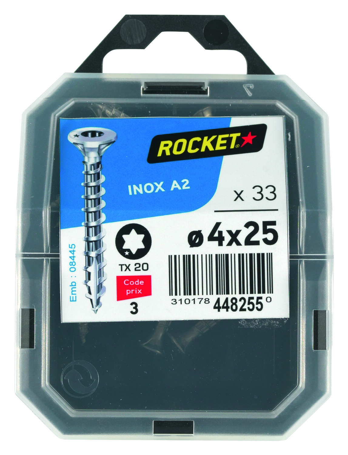 33 vis tête fraisée étoile inox A2 4X25 - ROCKET