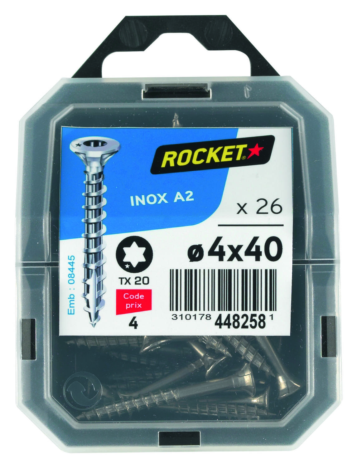 26 vis tête fraisée étoile inox A2 4X40 - ROCKET