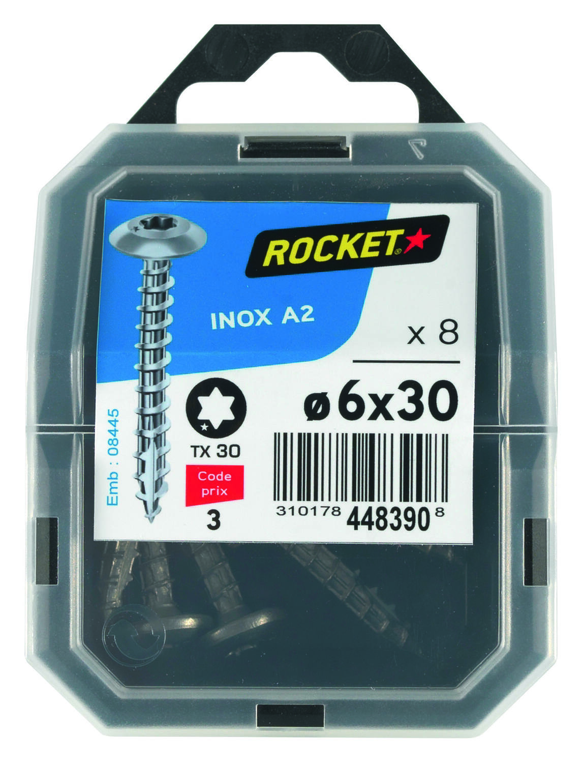 8 vis de penture Inox A2 6x30 - ROCKET