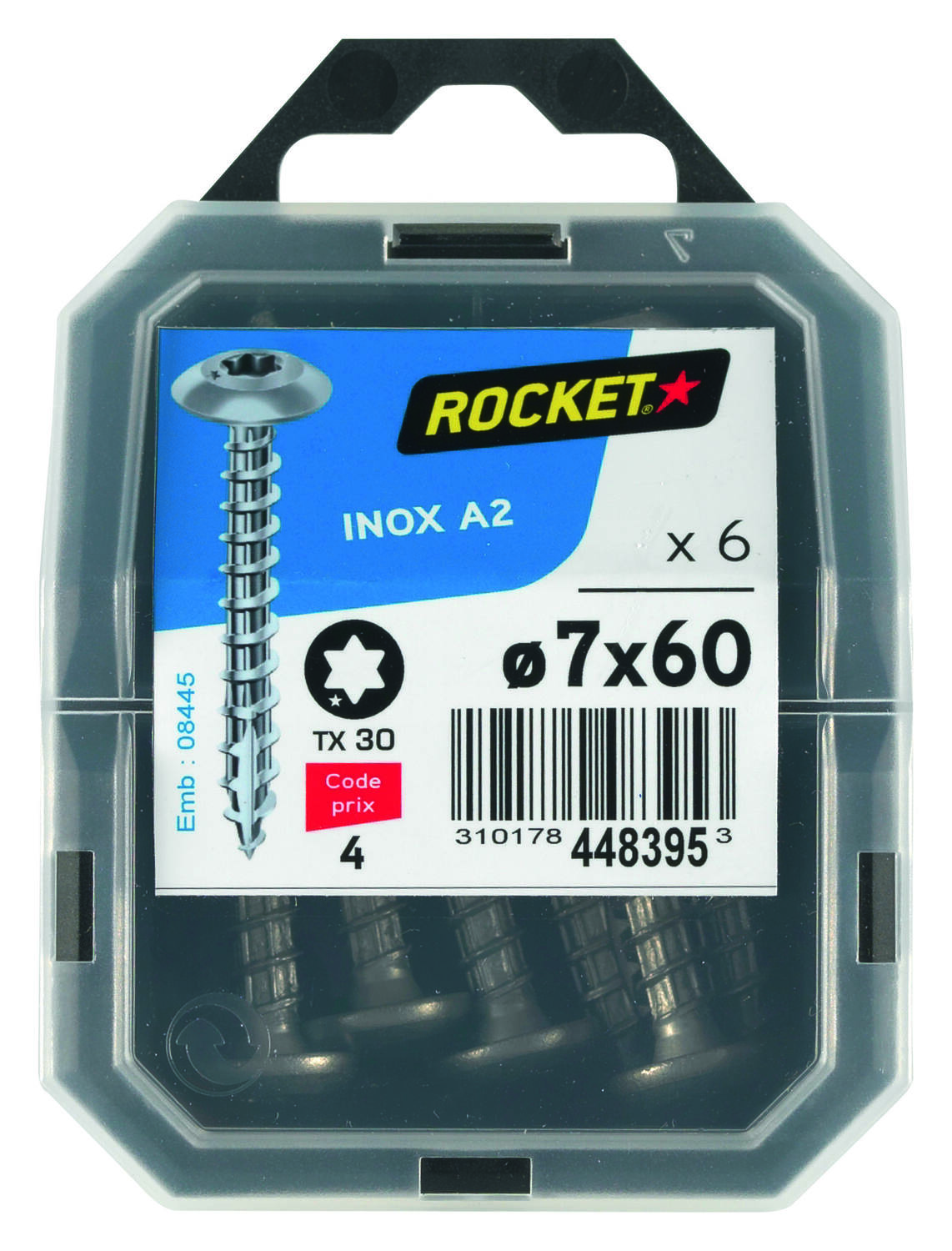 6 vis de penture Inox A2 7x60 - ROCKET