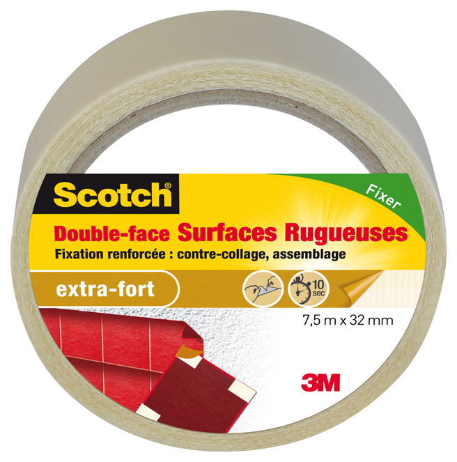 Adhésif moquette surfaces rugueuses 7,5 m x 32 mm - SCOTCH