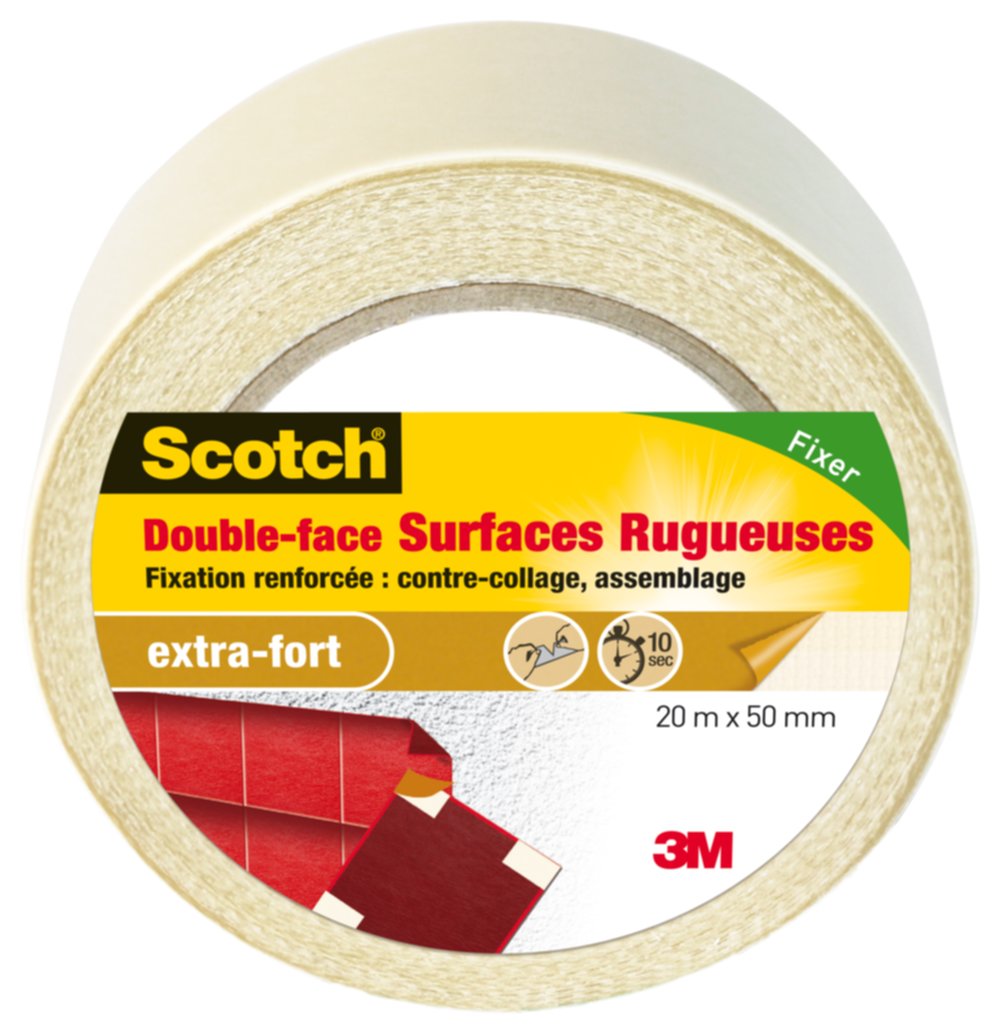 Adhésif moquette double face surfaces rugueuses 20mx50mm - SCOTCH™
