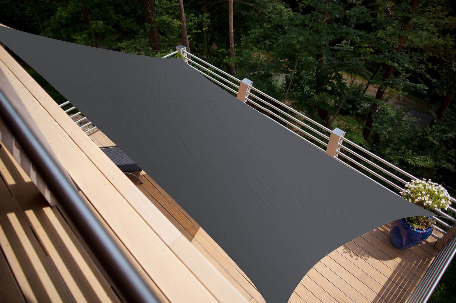 Voile d'ombrage carré 3,60 x 3,60m ardoise. - JARDILINE