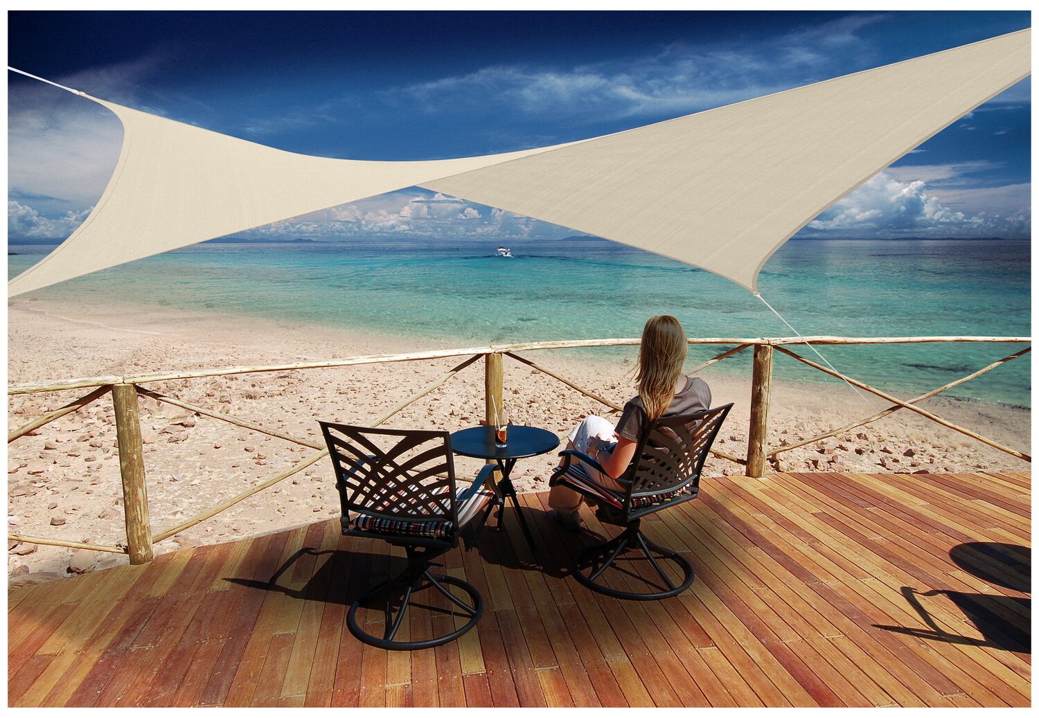 Voile d'ombrage rectangulaire 4 x 3 m sable - JARDILINE