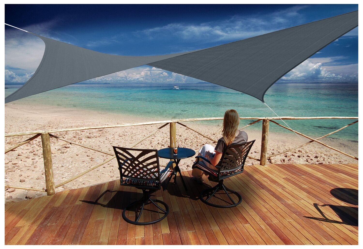 Voile d'ombrage rectangulaire 4x3m Ardoise - JARDILINE