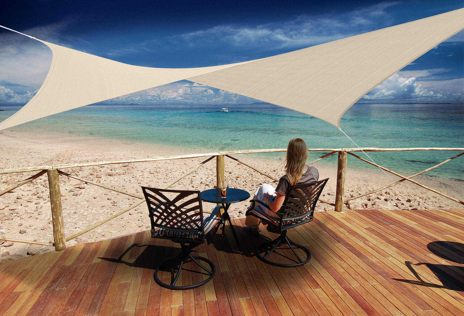 Voile d'ombrage carré 5x5m sable - JARDILINE