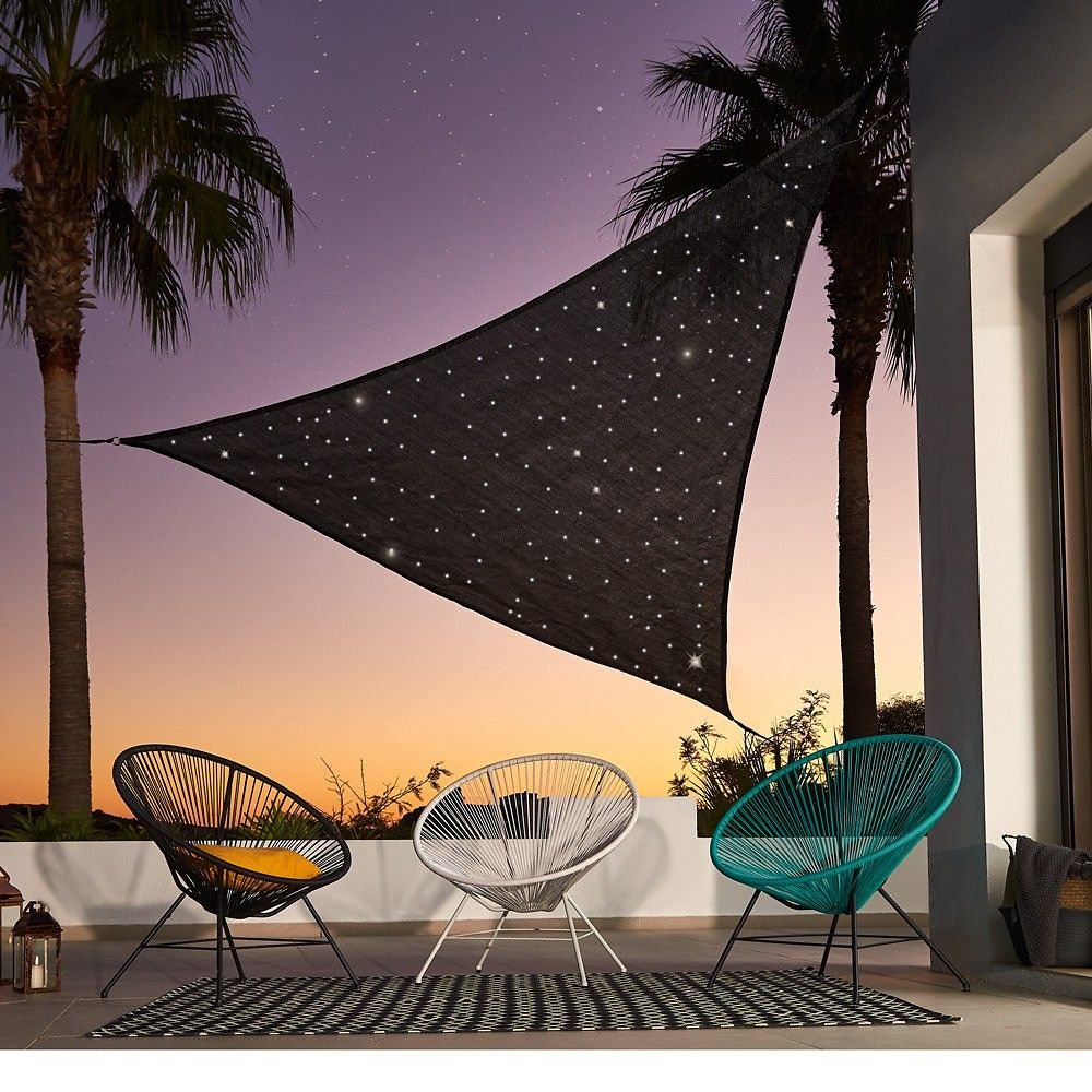 Voile d'ombrage triangulaire 3m à LED ardoise JARDILINE