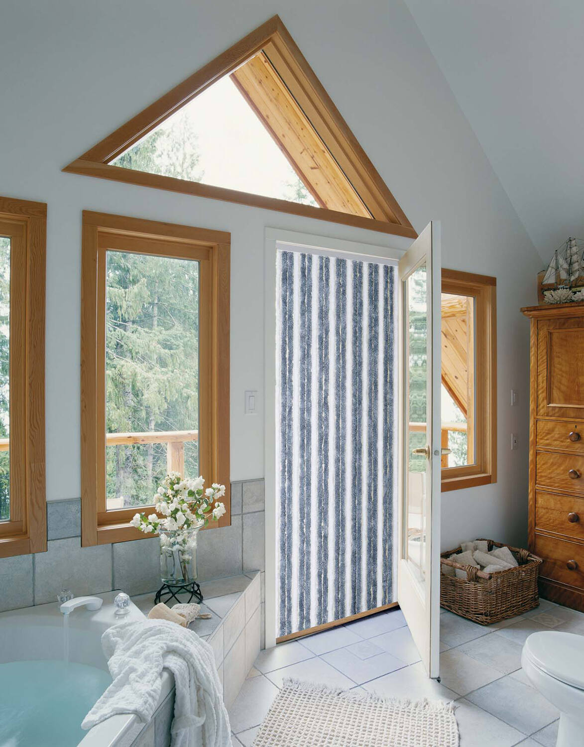 Rideau de Porte Chenille Florence Gris et Blanc - MOREL