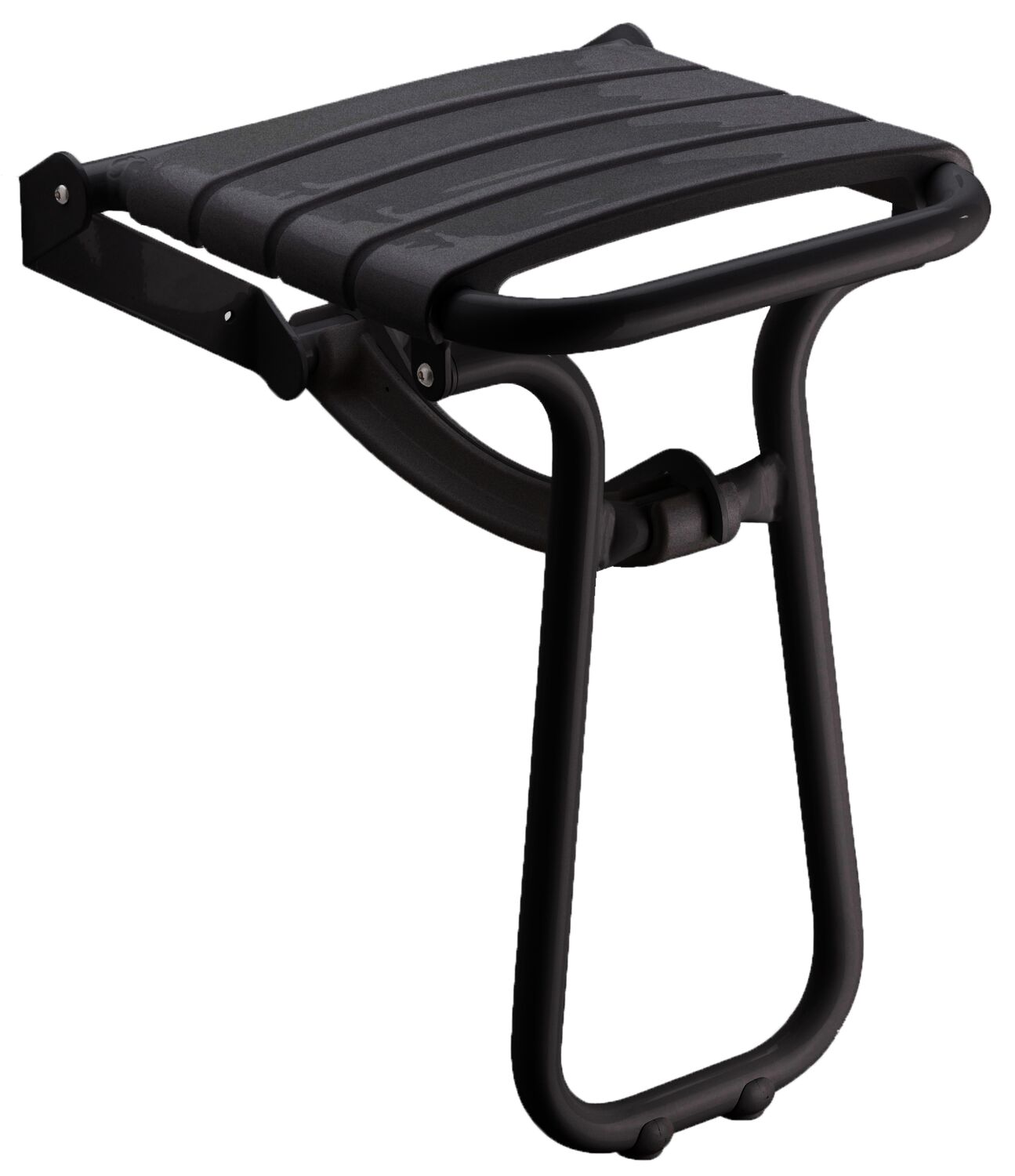Siege De Douche Mural Escamotable Pied Aluminium Noir Mat