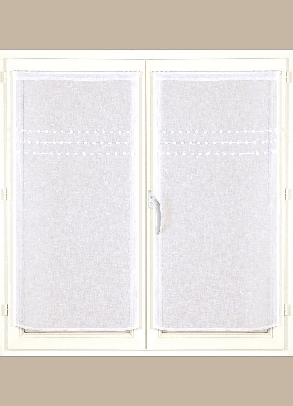 Paire de vitrages étamine lignes jacquard 60x90cm blanc