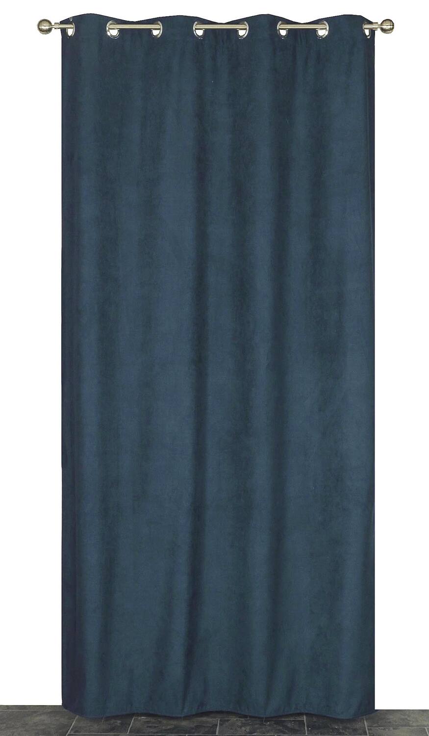 Rideau thermique à oeillets suédé pétrole 140x180cm