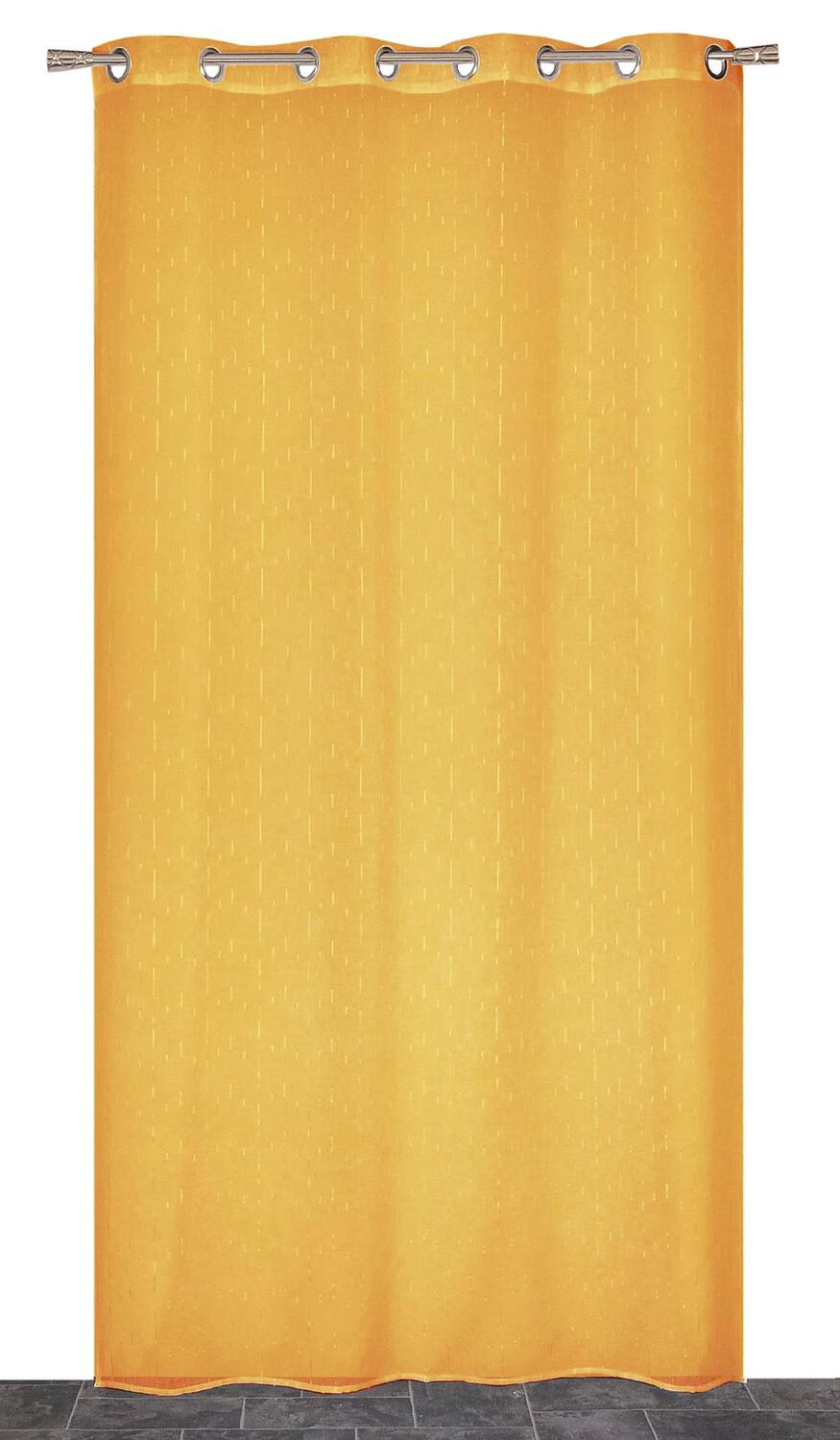 Voilage œillets étamine fils coupés moutarde 140x240cm - DYLREV