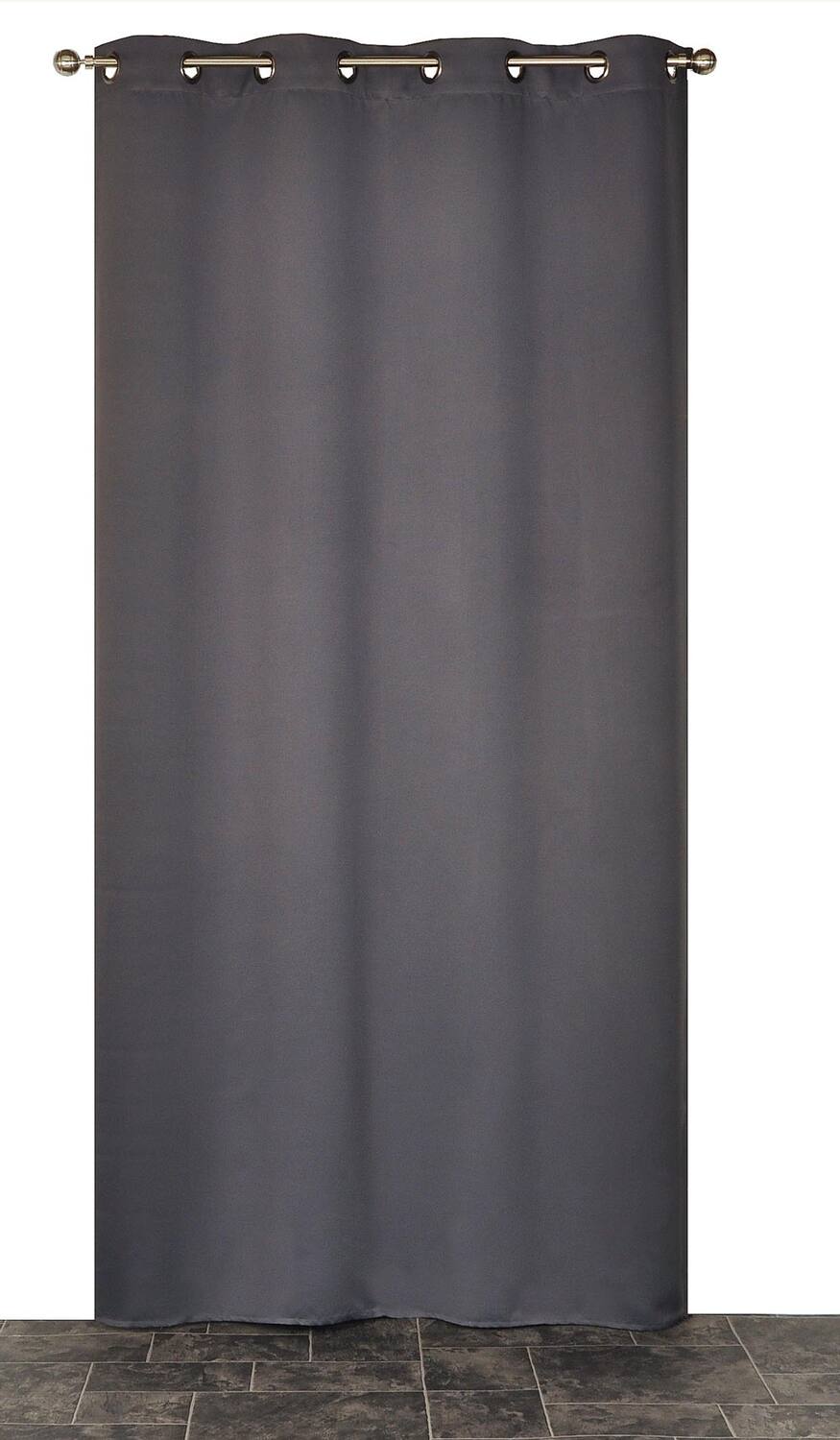 Rideau oeillets occultant uni gris 140x180cm