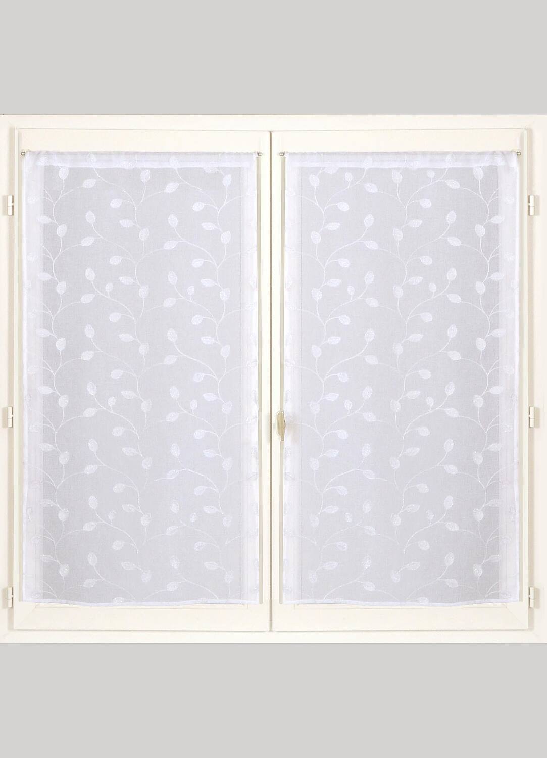 2 Vitrages étamine brodée blanc 60x120cm - DYLREV