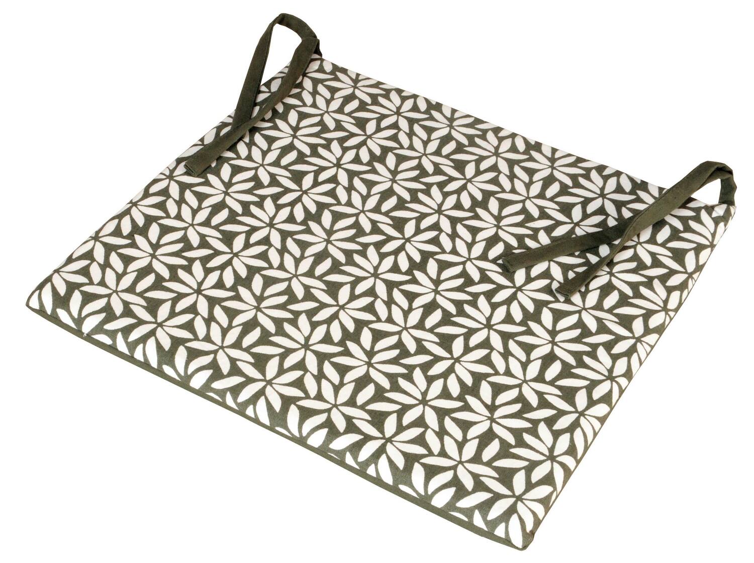 Galette de chaise fine bicolore kaki 40x40cm 