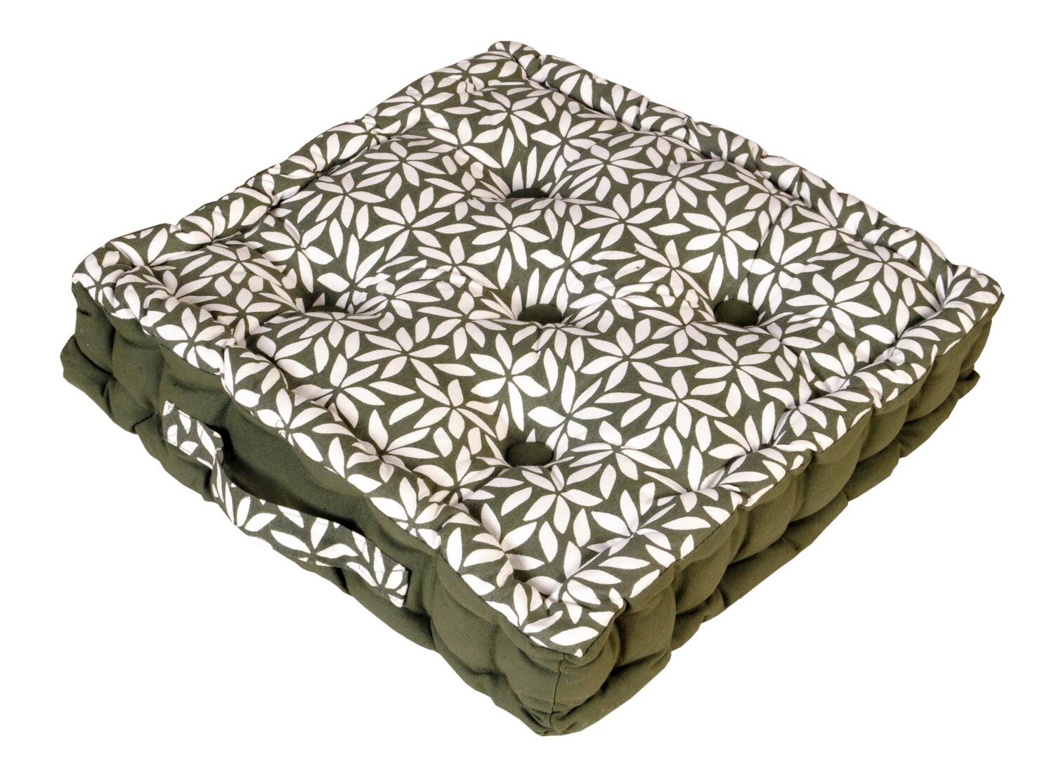 Coussin de sol bicolore kaki 40x40cm 